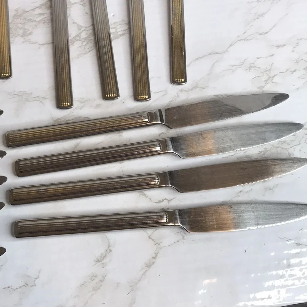 Reed & Barton Apollo Gold 18/8 Stainless Flatware 30 Piece Set Silverware
